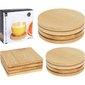 Excellent houseware housware ronde bamboe onderzetters 6.5 cm 4 stuks
