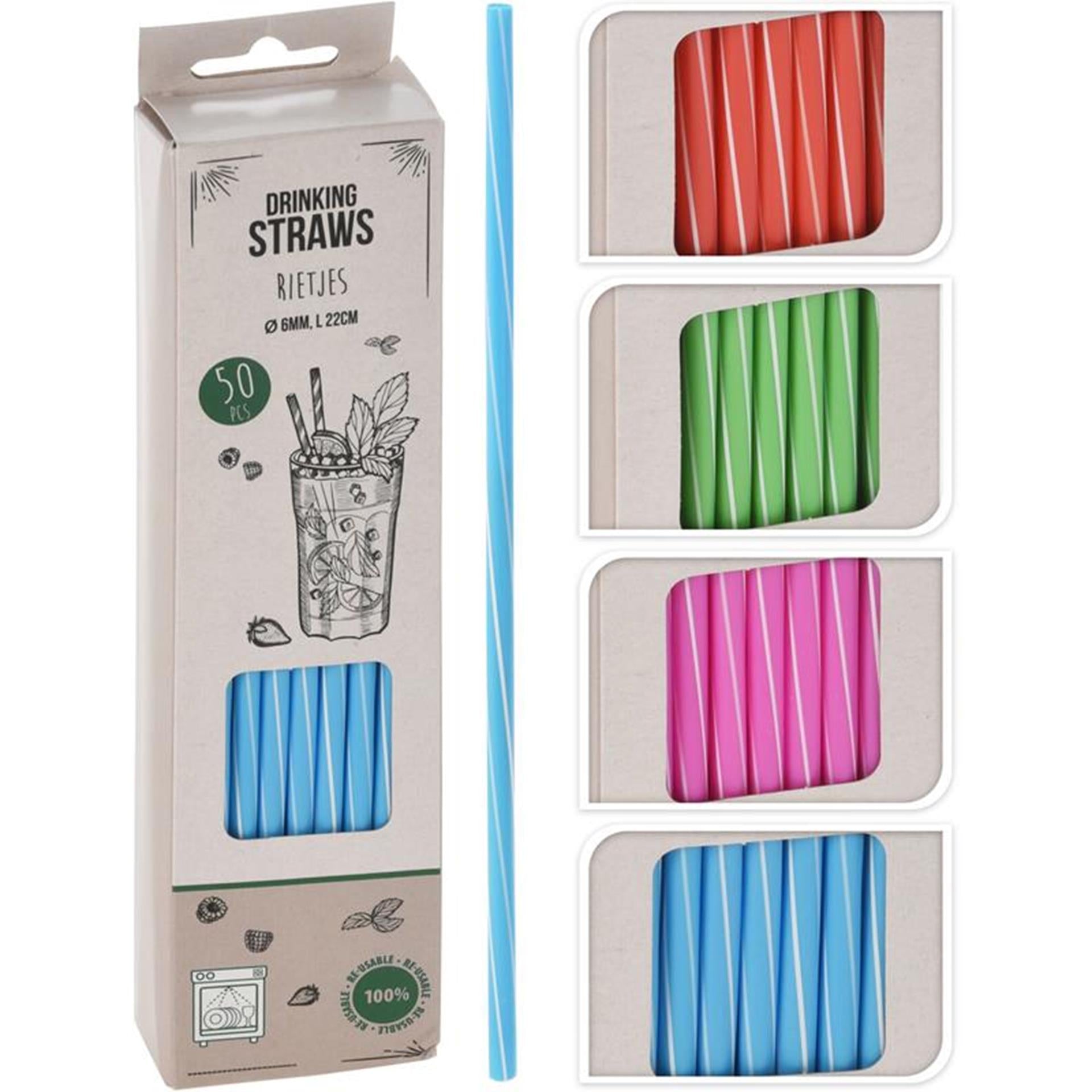 Excellent houseware rietjes kunststof 50 stuks herbruikbaar