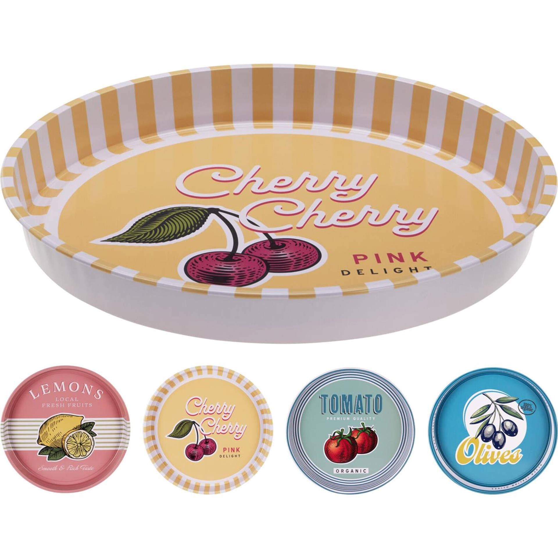 Home styling dienblad ø33xh4cm 4 assorti