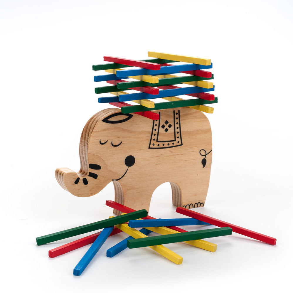Houten balans spel olifant