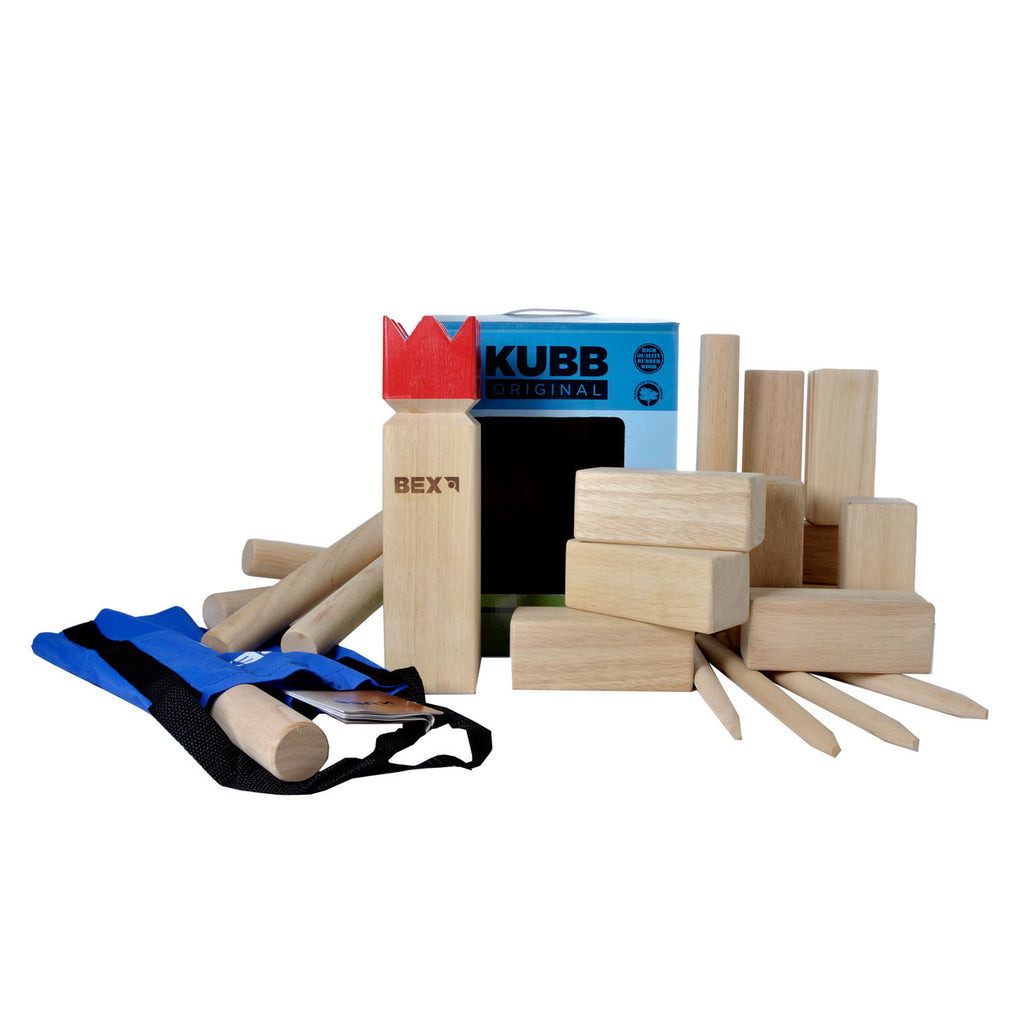 Kubb Original Rubberwood mit Red King