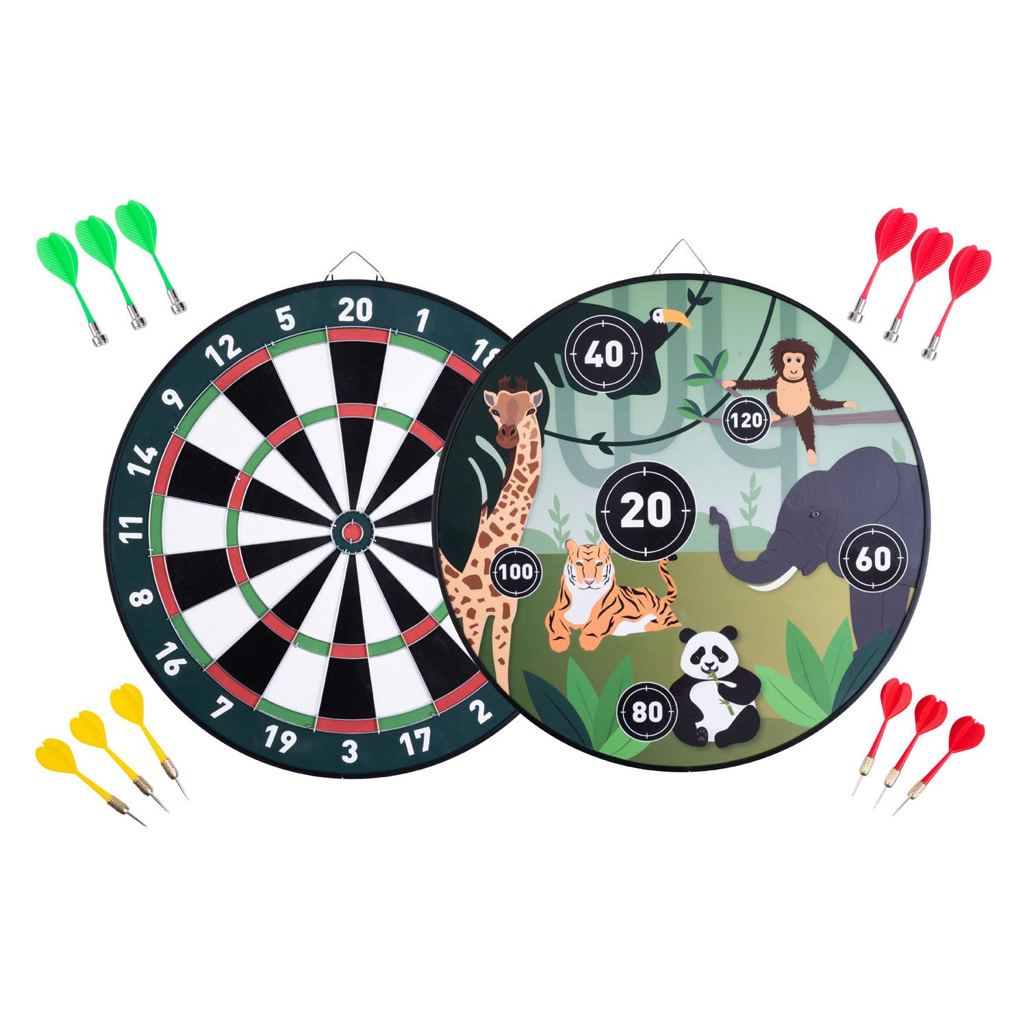 Magnetische Dartscheibe, doppelseitig, Tiermotive