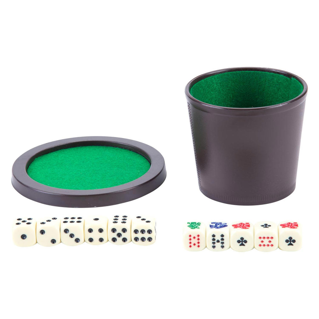 Pokerbecher mit Deckel und Würfeln