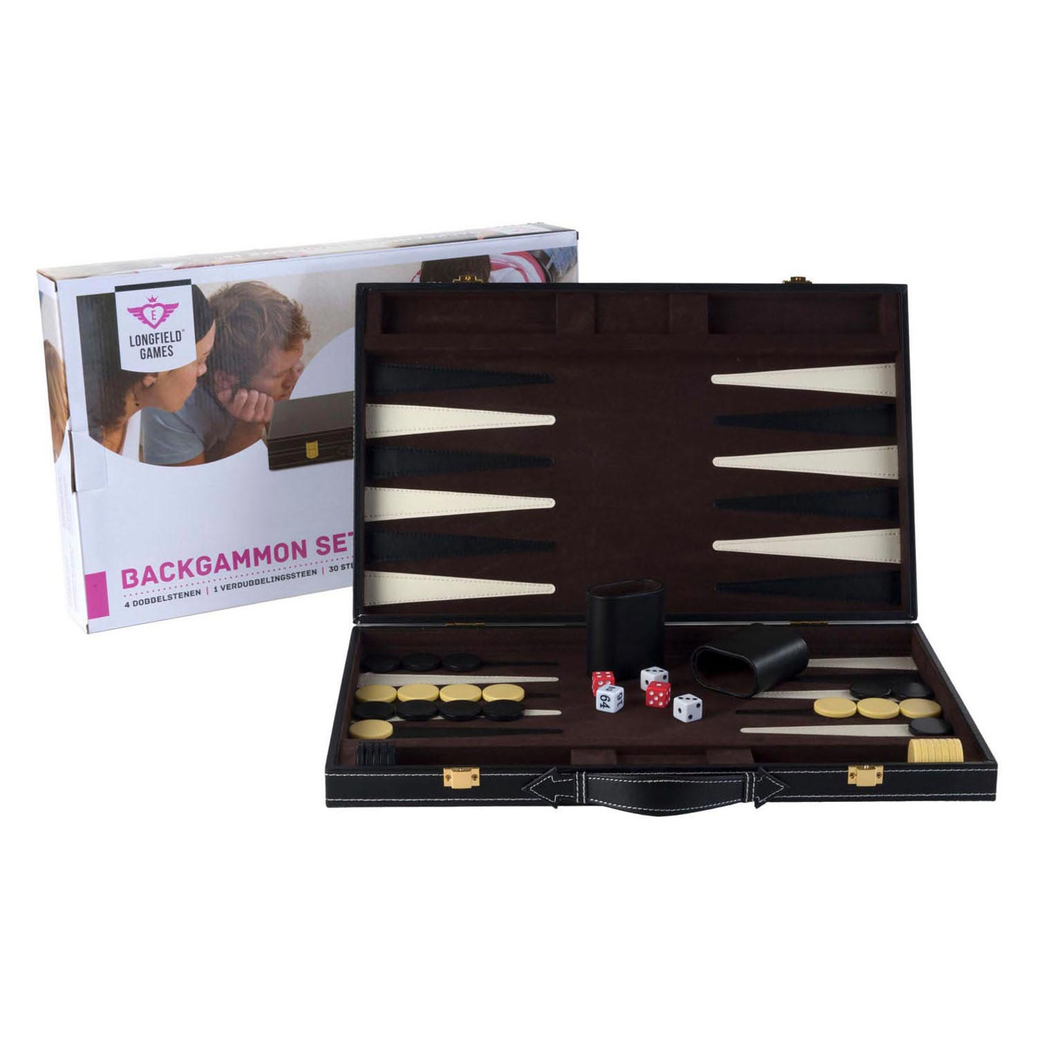 Backgammon 18, ein klassisches Brettspiel aus Braun und Elfenbein