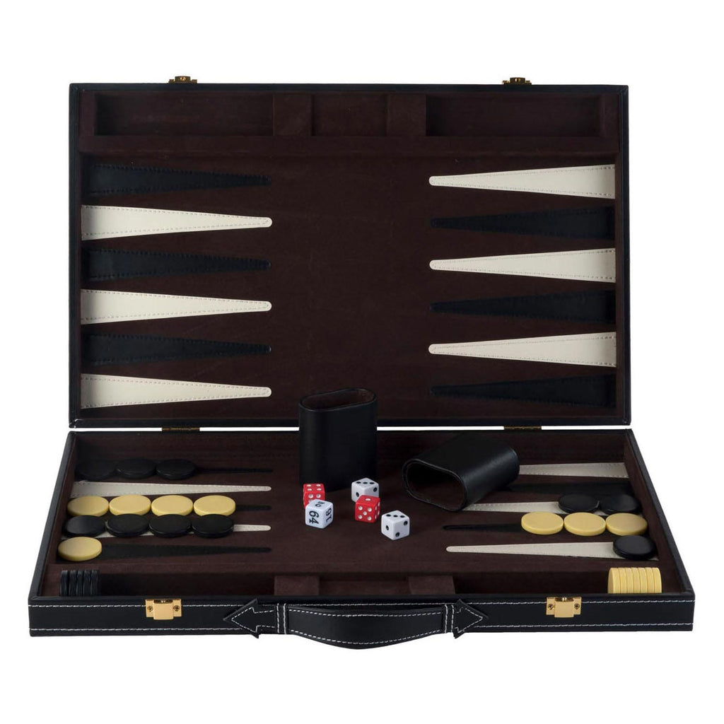 Backgammon 18, ein klassisches Brettspiel aus Braun und Elfenbein