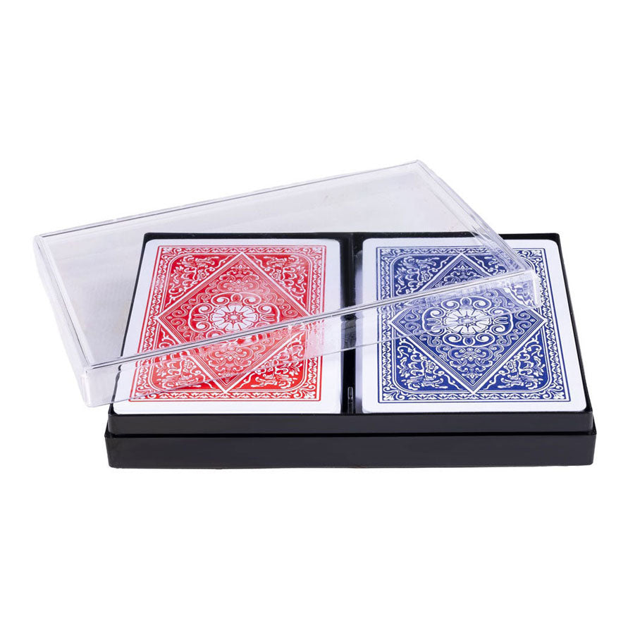 Longfield speelkaarten 100% plastic, 2 sets in kunststof doos poker bridge