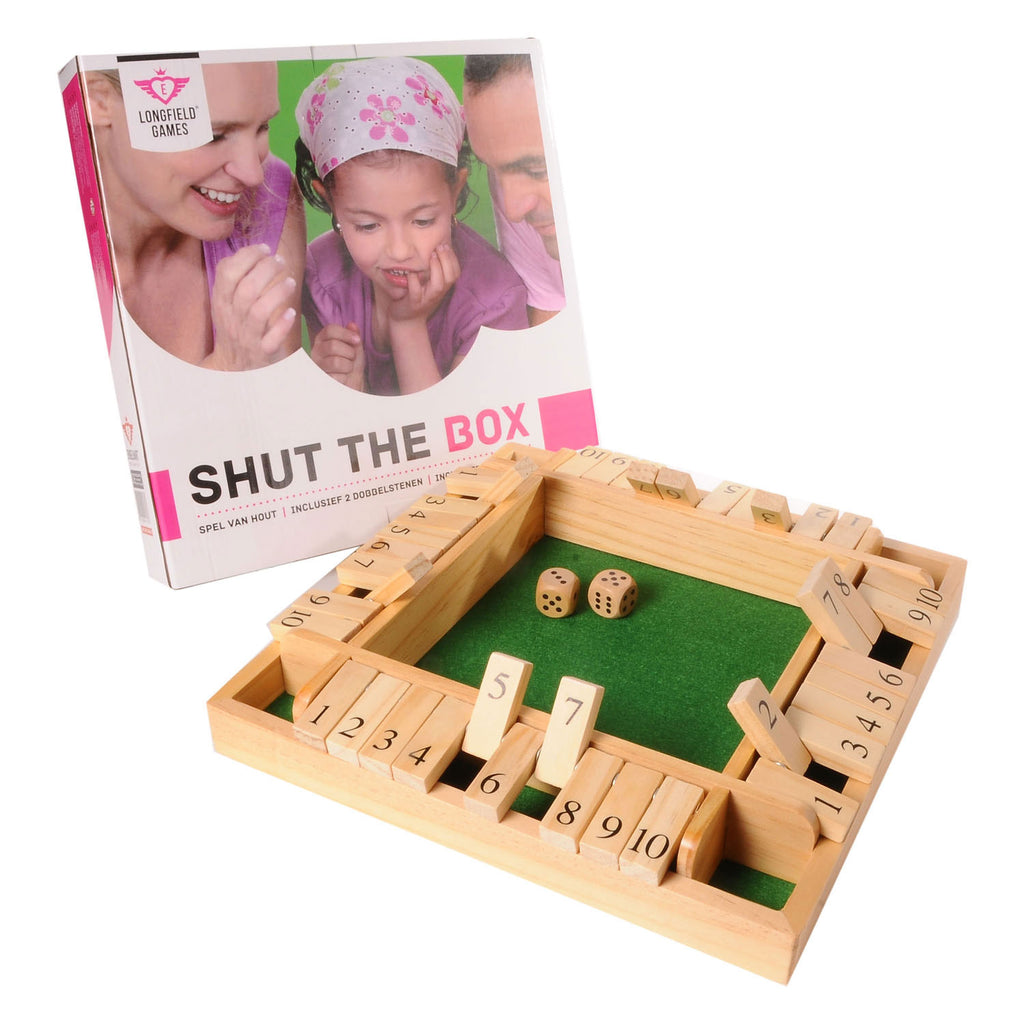 Shut the box houten dobbelspel, 4 spelers