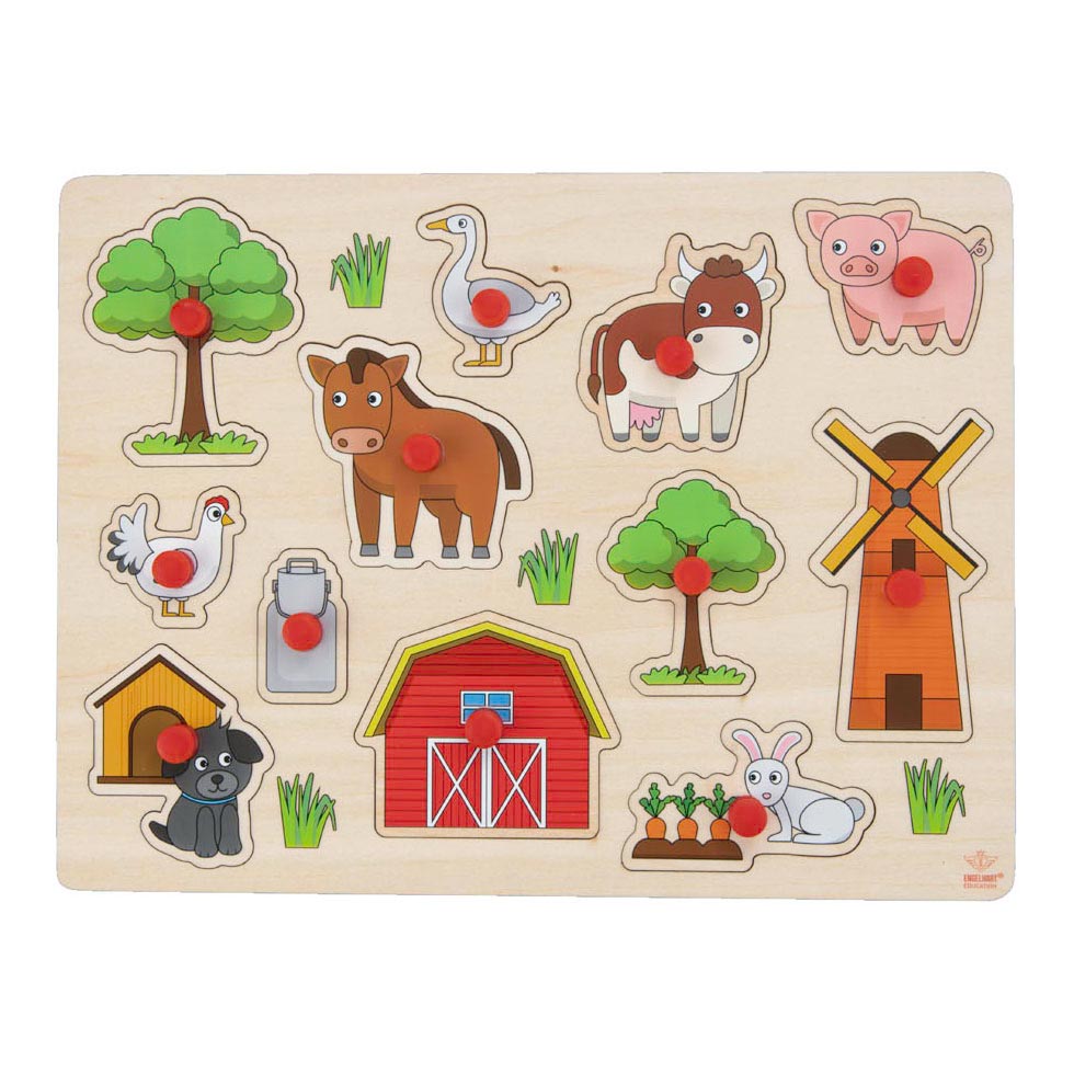 Engelhart houten knoppuzzel boerderij 30x23cm