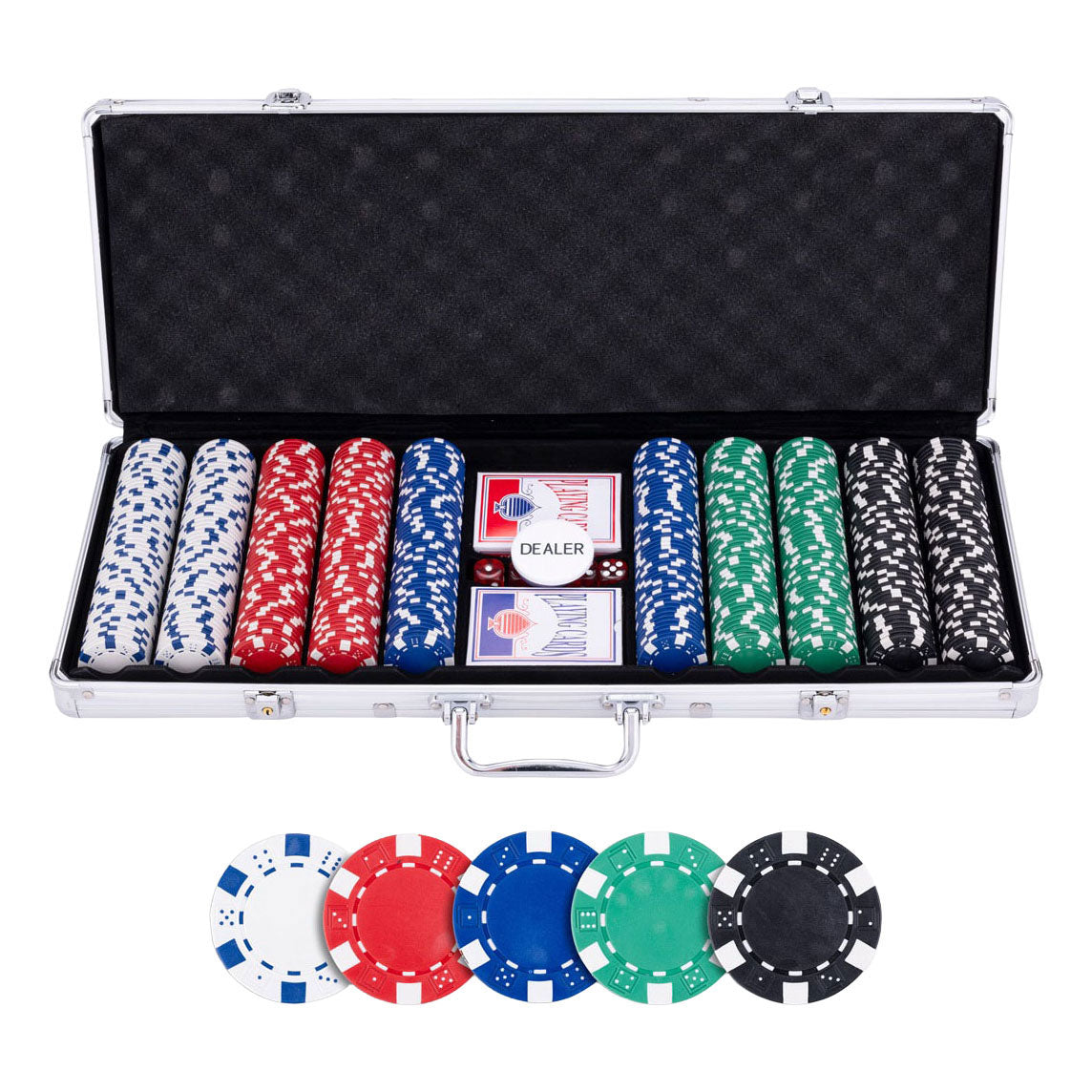 Longfield pokerset in zilveren koffer - 500 chips 11,5gr.