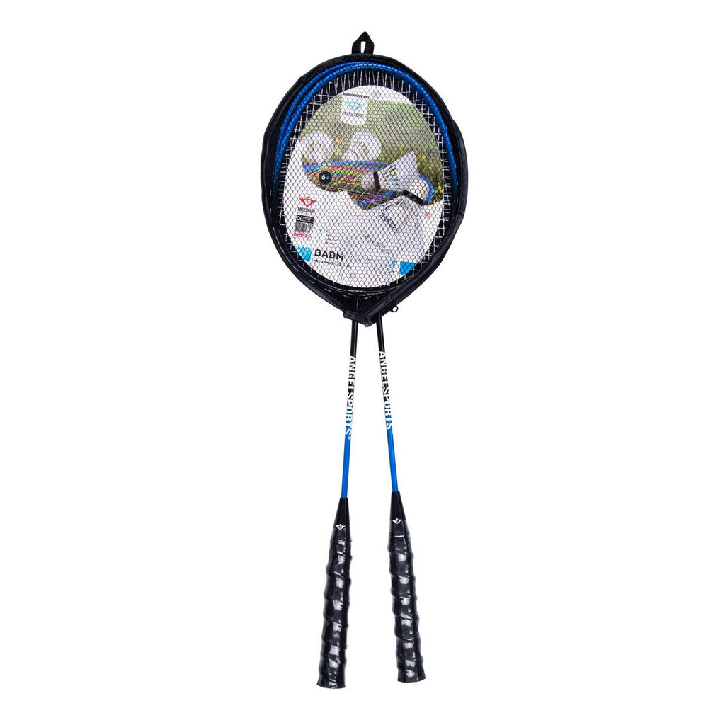 Engelhart badmintonset 2 spelers – inclusief 2 rackets van tempered steel 2 shuttles – pvc draaghoes – outdoor indoor –