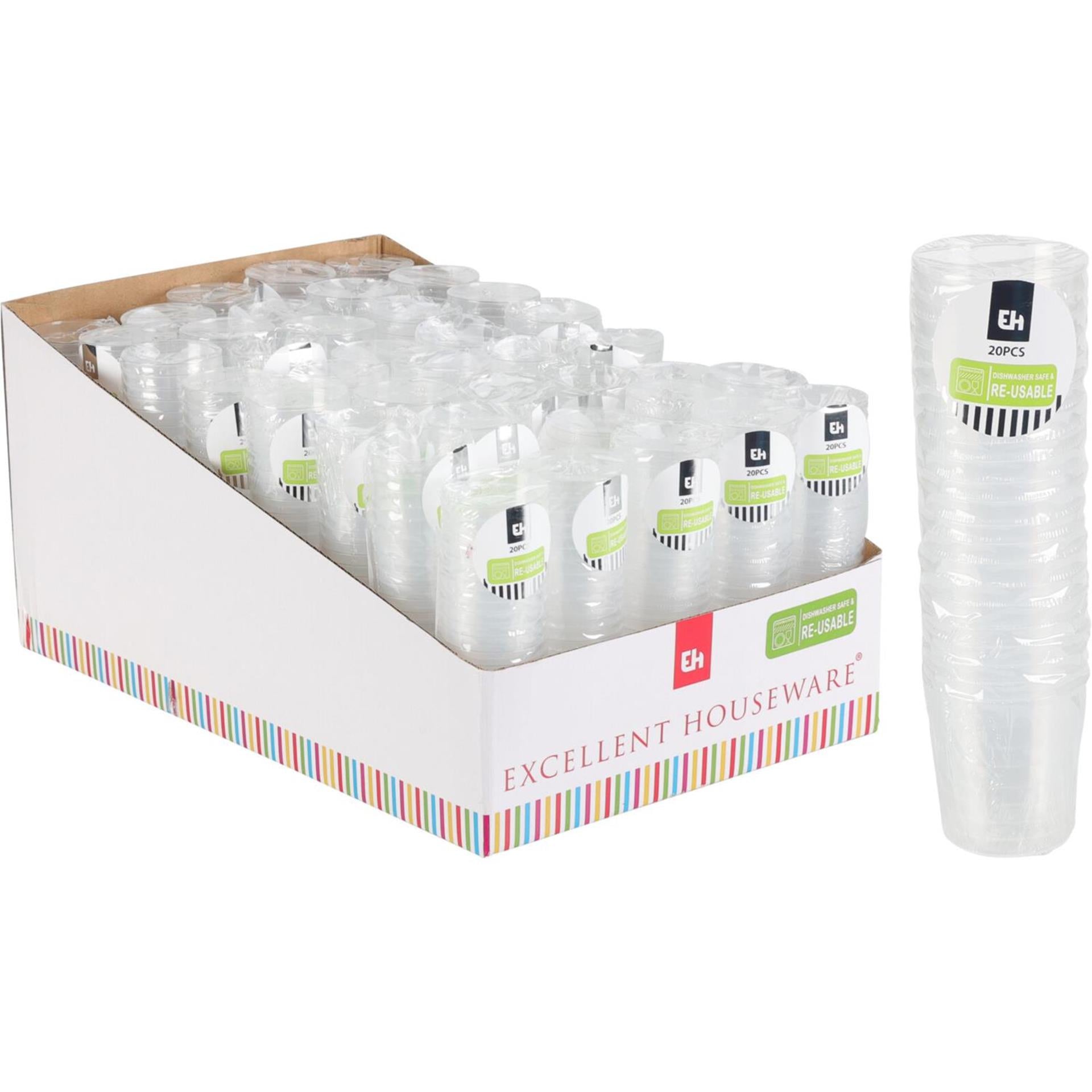 Excellent houseware re-useable shotglas kunststof set van 20 stuks vaatwasserbestendig