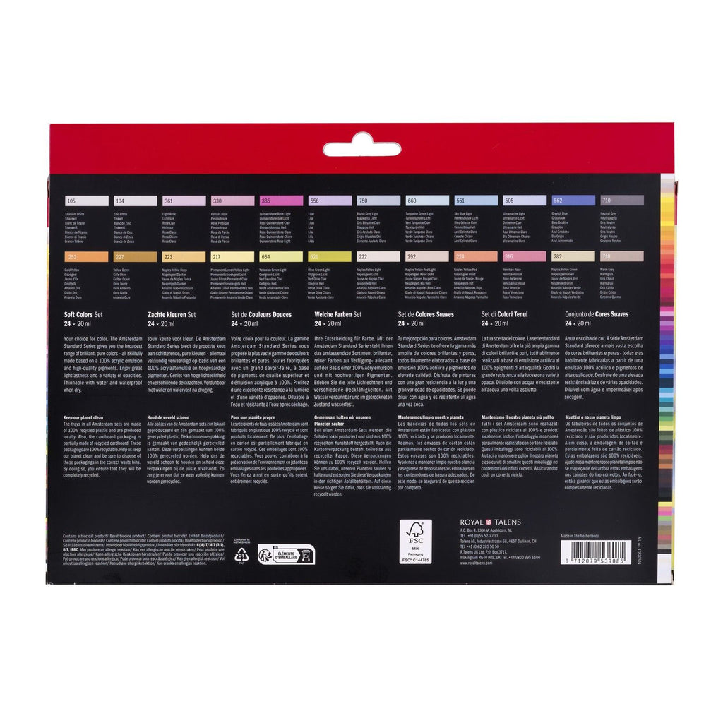 Amsterdam All Acrylics Amsterdam • Standard-Serie Acrylfarbe, sanfte Farben, Set 24 x 20 ml