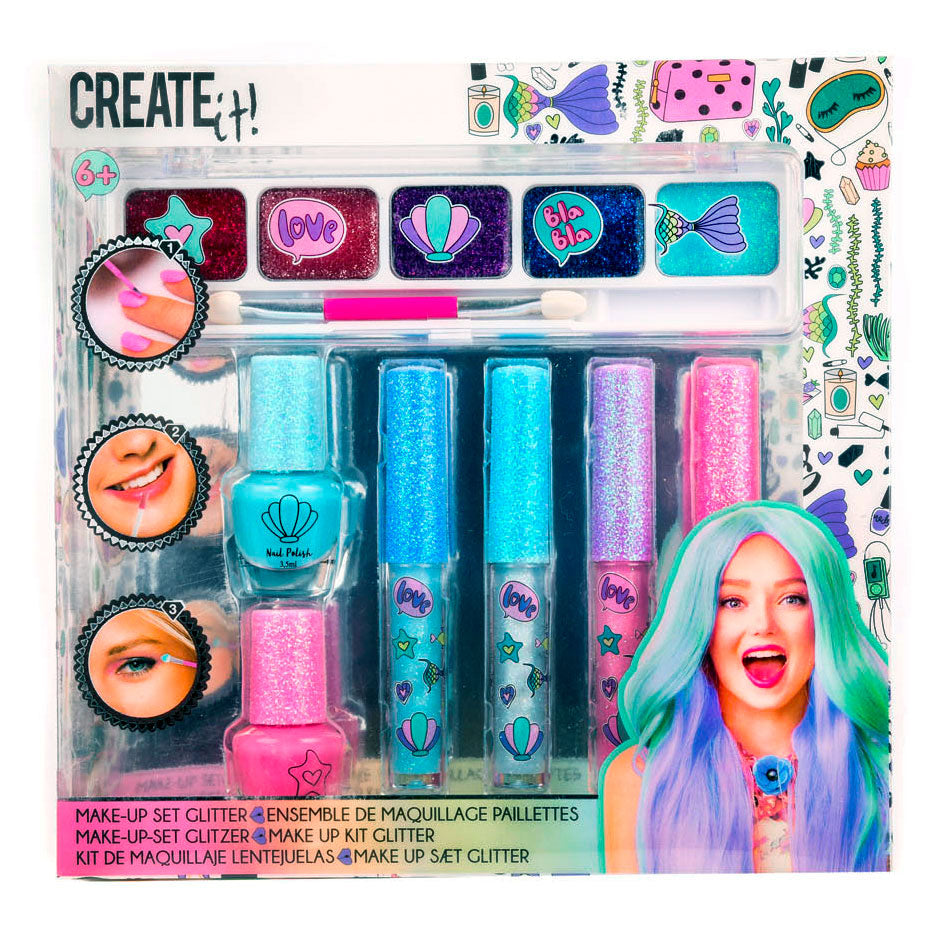 Create It! Beauty-Make-up-Set Glitzer, 7-teilig.