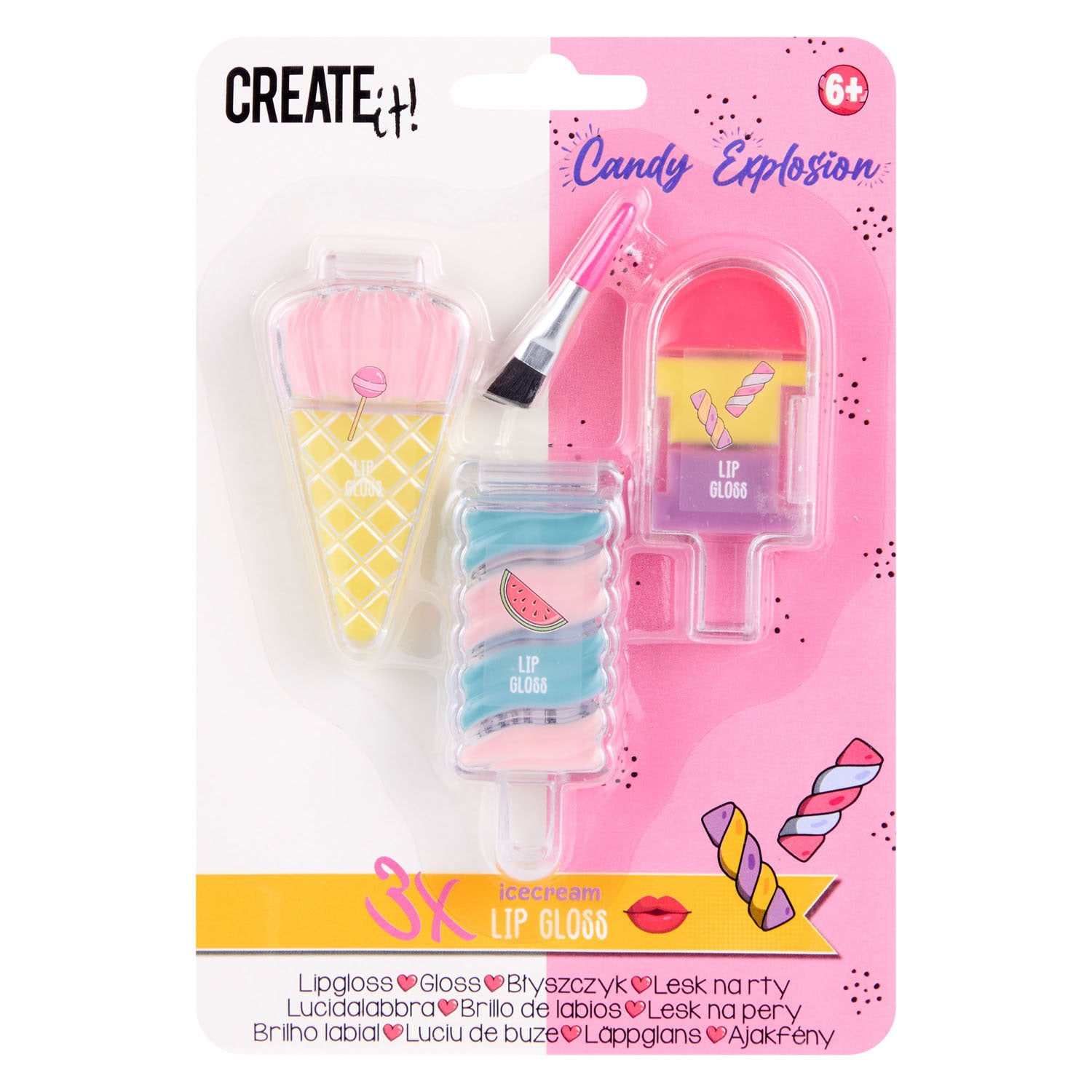 Erstellen Sie es! Candy Lipgloss Eiscreme, 3 Stk.