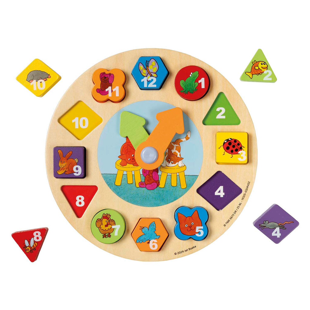 Bambolino toys dikkie dik houten leerklok, 12dlg.