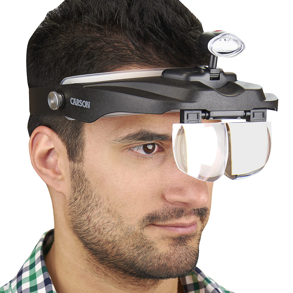 Carson Kopflupe PRO Serie MagniVisor Deluxe mit LED und 4 Linsen
