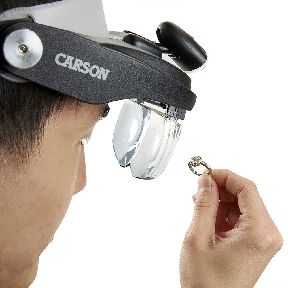 Carson Kopflupe PRO Serie MagniVisor Deluxe mit LED und 4 Linsen