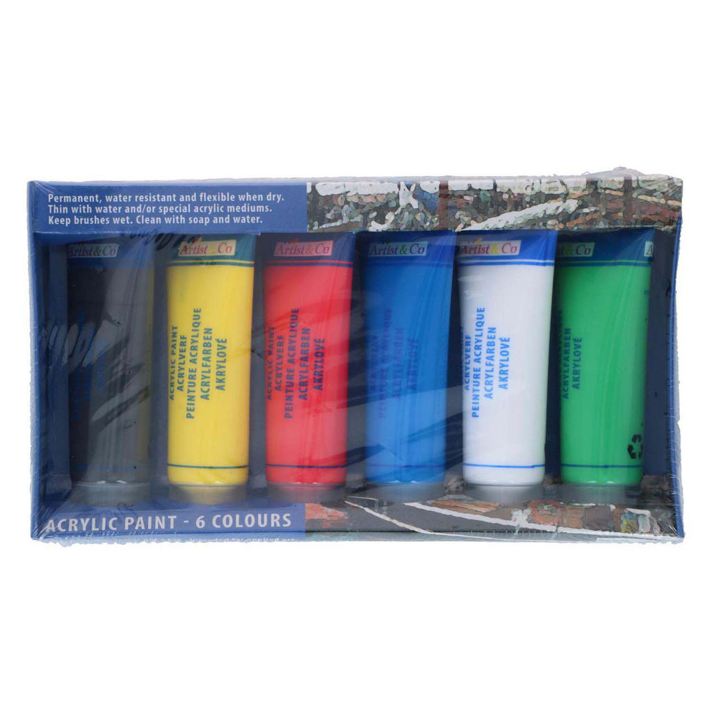 Acrylfarbe in Tuben, 6 Stück.