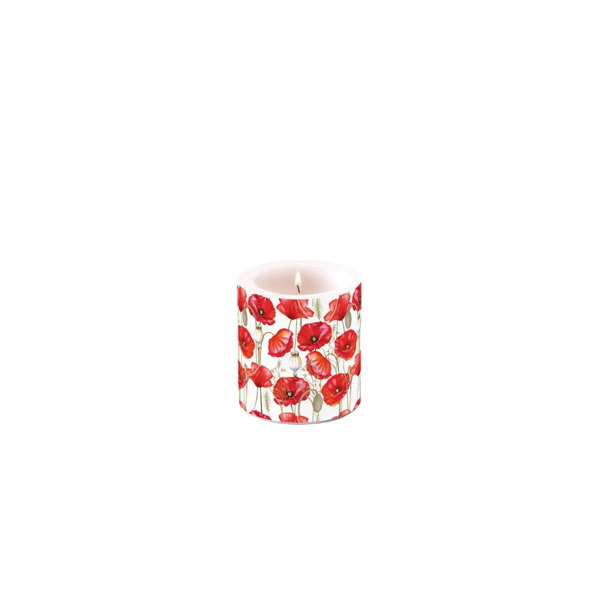 Ambiente kaars small poppy all over wit