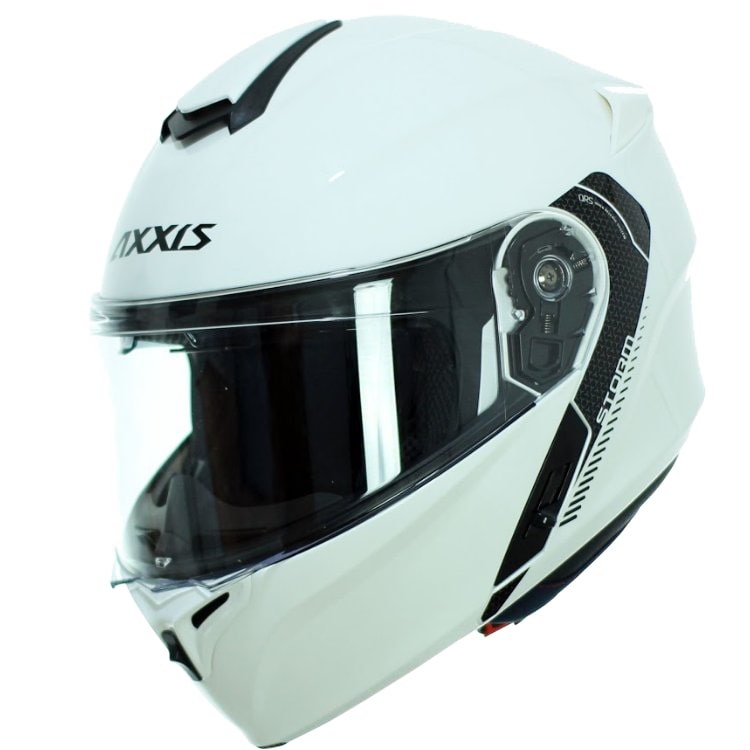 Axxis Storm Helm, einfarbig glänzend weiß, Größe L