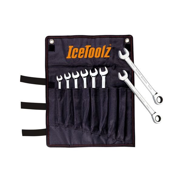 IceToolz Kombinations-Ratschenschlüsselsatz 8-15 mm – schwarz