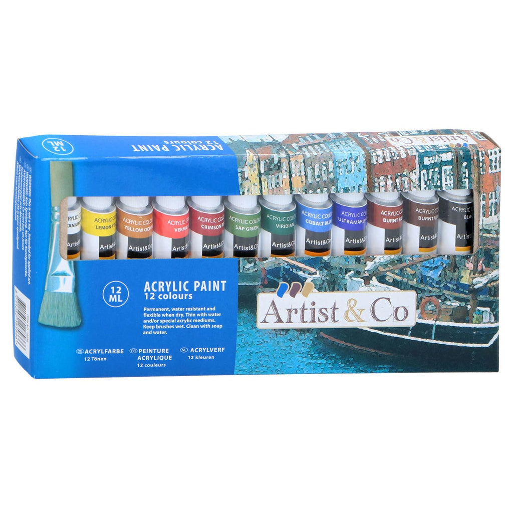 Acrylfarbe, 12 Stück.