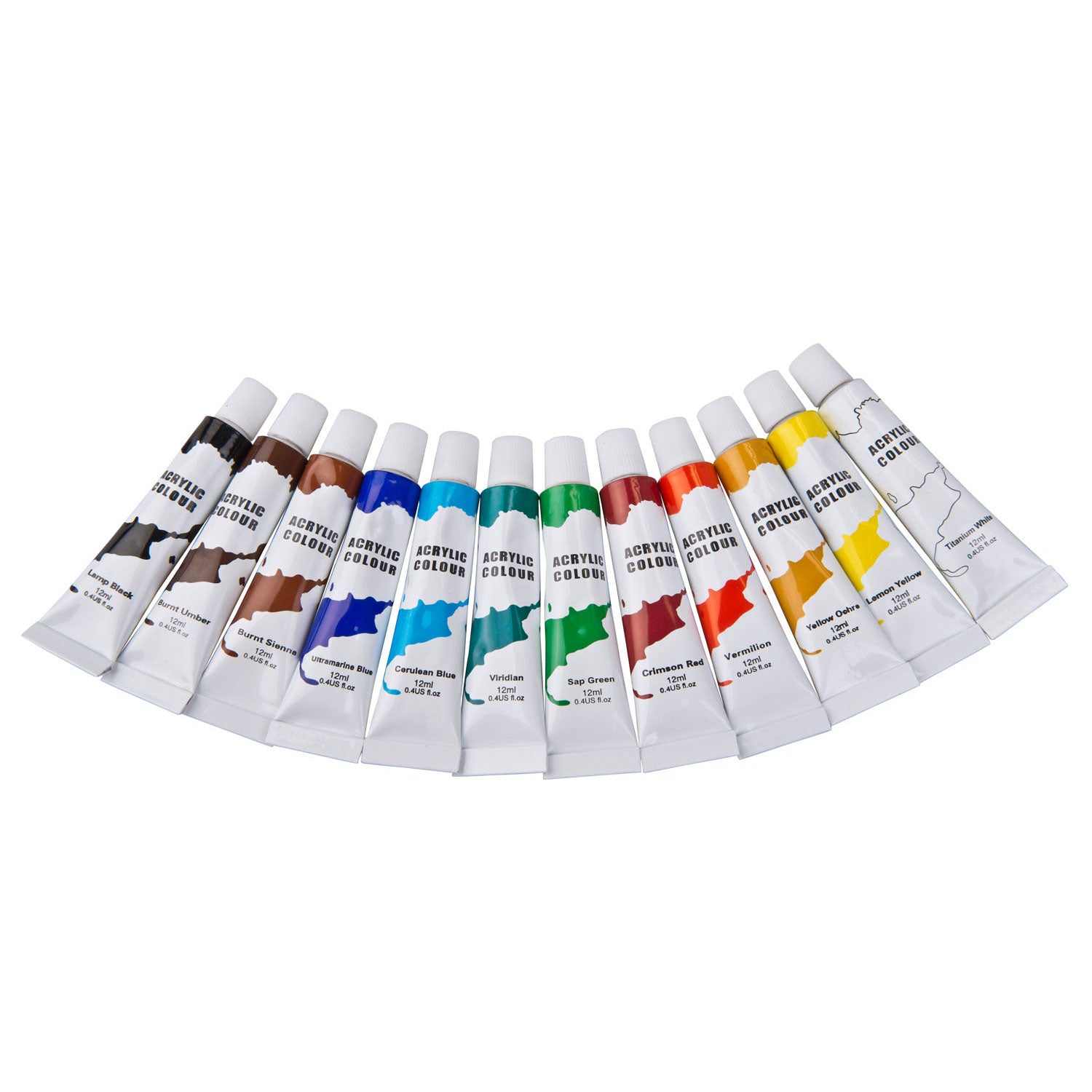 Acrylfarbe, 12 Stück.