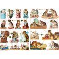 Vintage plaatjes, katten, vel 16,5x23,5 cm, 2 vel 1 doos