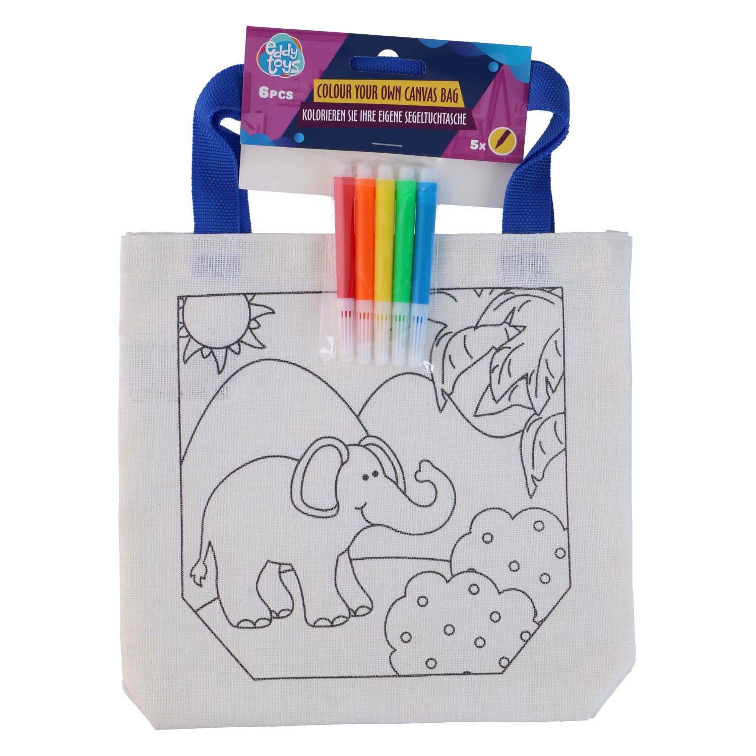 Katoenen tas met 5 stiften