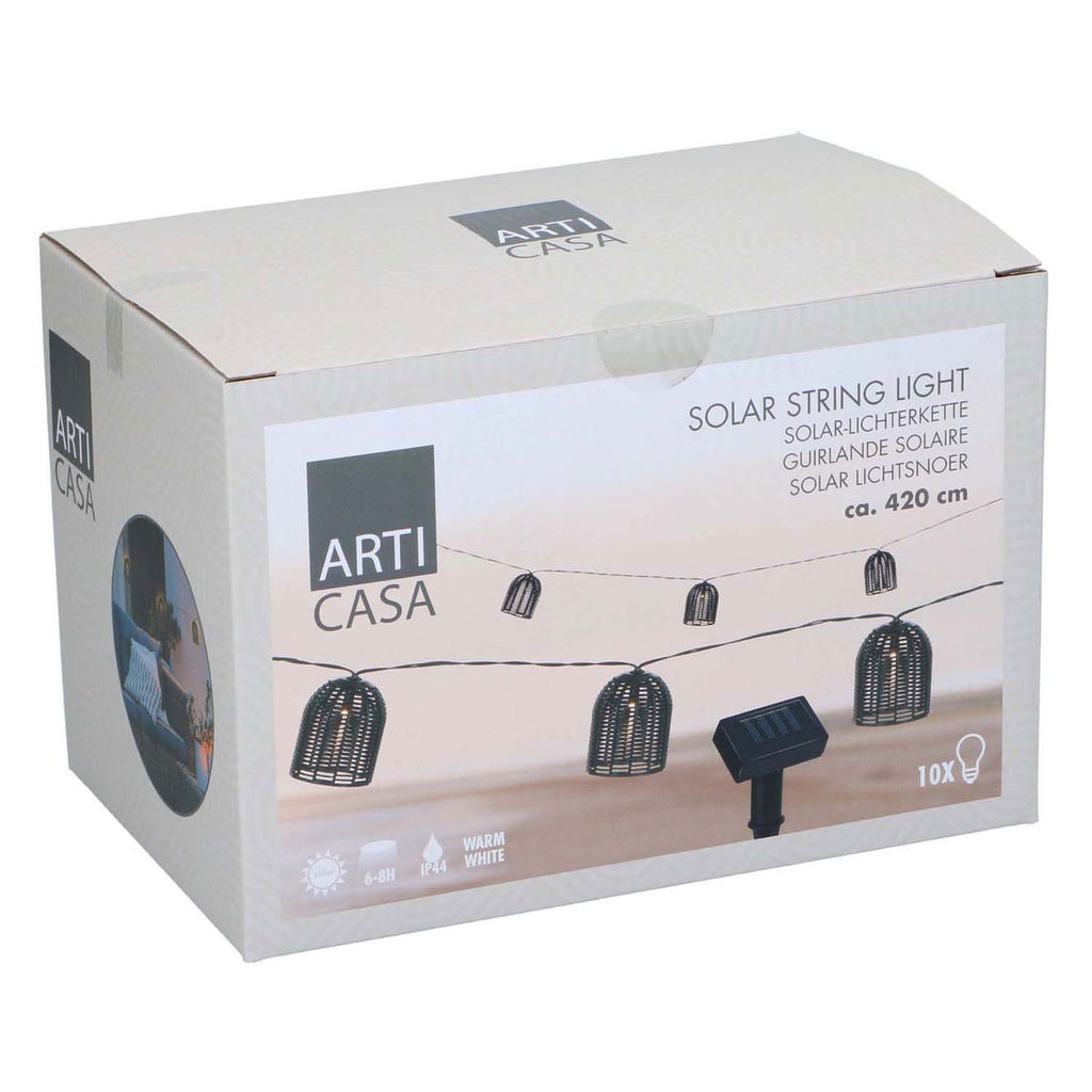 Solar-Lichterkette, schwarz, 420 cm