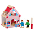 Puppenhaus aus Holz mit Zubehör, 30-teilig.