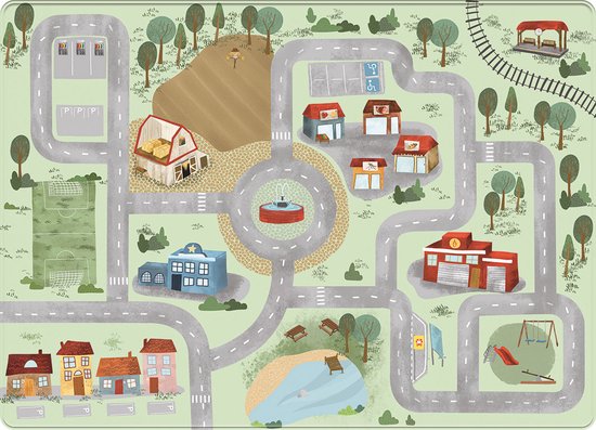 Mats amp; joy mats joy speelmat zacht village 110 x 17 cm