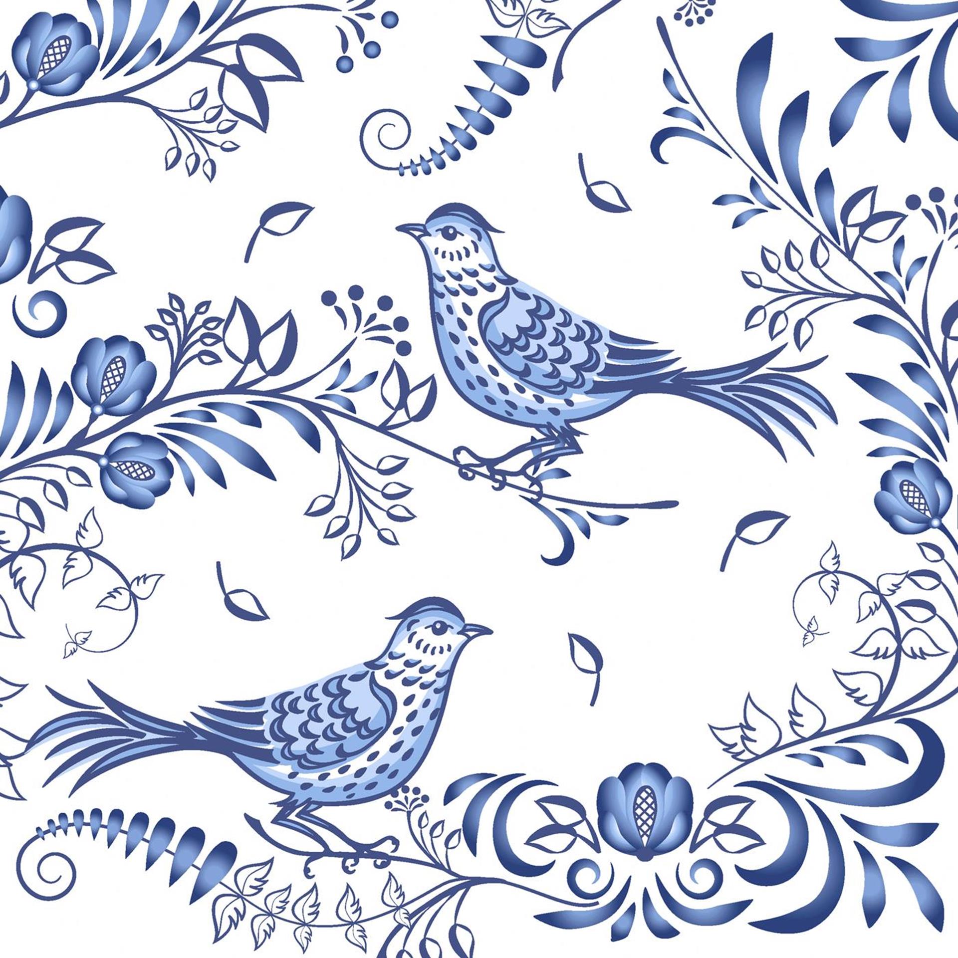 Duni servetten porcelain bird 33x33cm