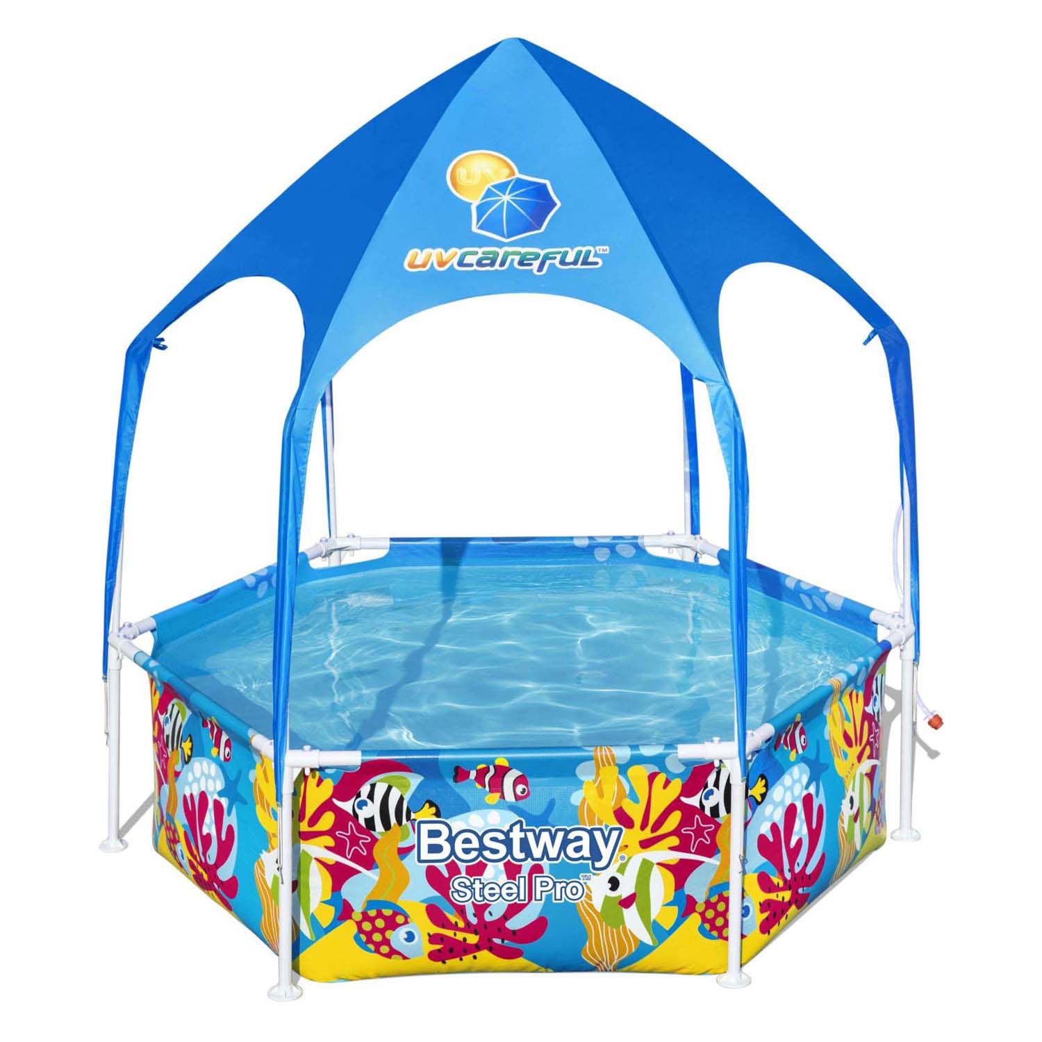 Bestway my first frame zwembad splash-in-shade play rond met uv zonnescherm, 183cm