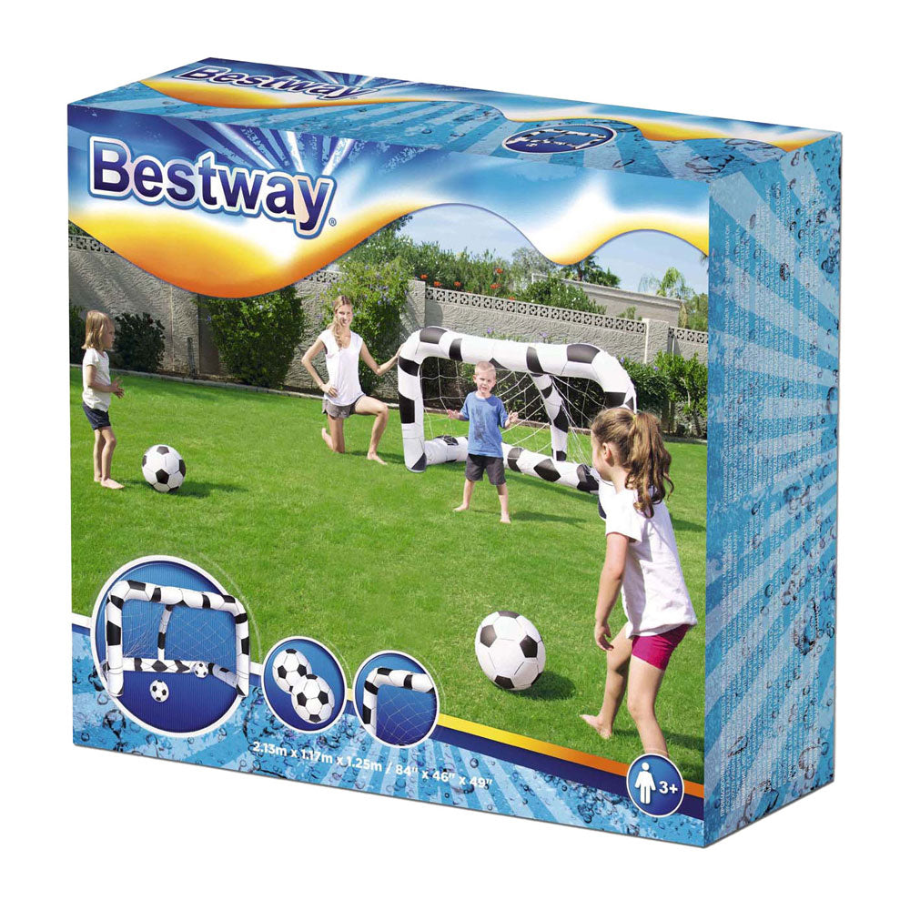 Bestway opblaasbaar voetbaldoel 213x117x125cm incl. 2 ballen