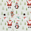 Inpakpapier, kerstman, sneeuwman, rendier, ijsbeer en pinguïn, b: 50 cm, 80 gr, ice blue, 100 m 1 rol