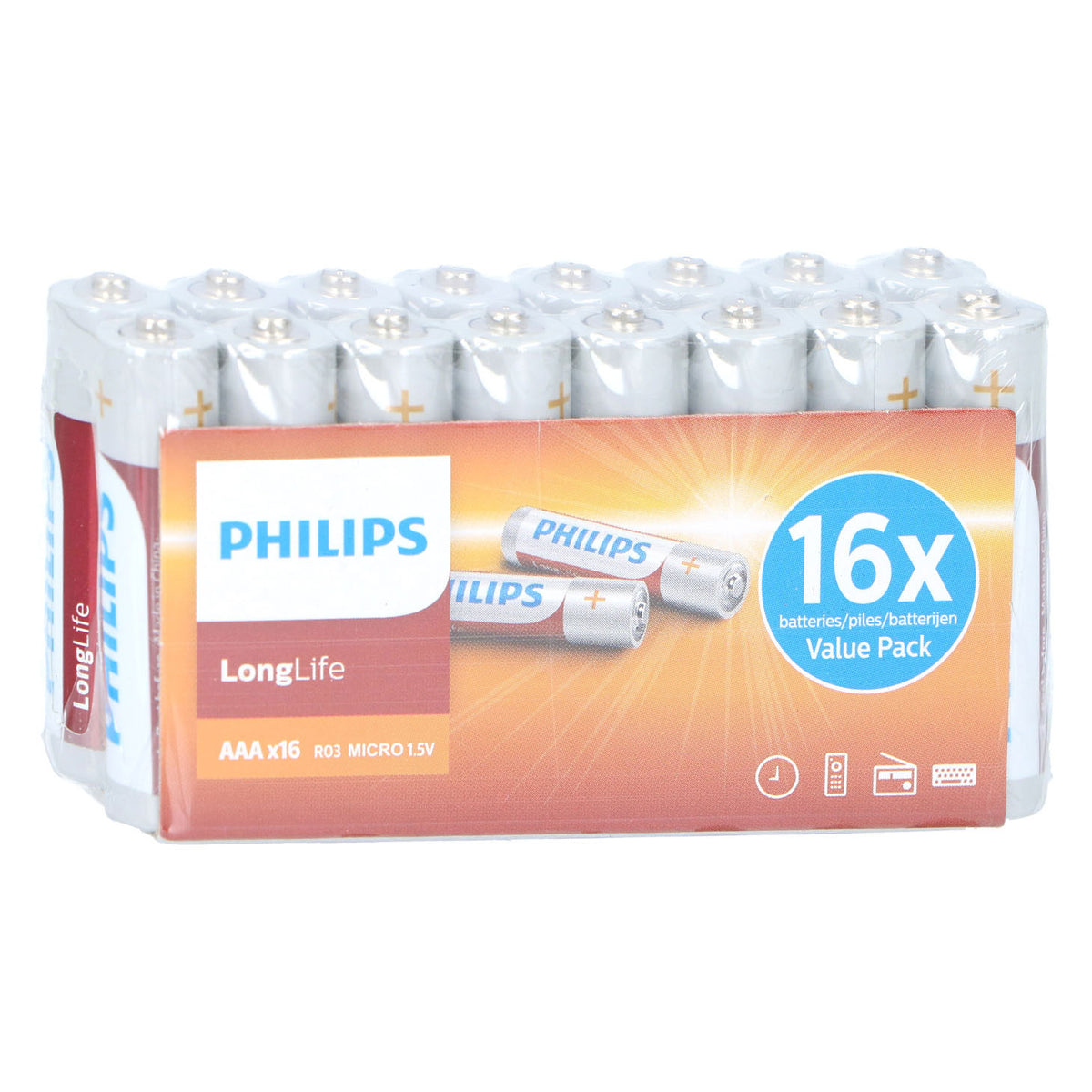 Philips Longlife AAA-Batterie, 16 Stück.