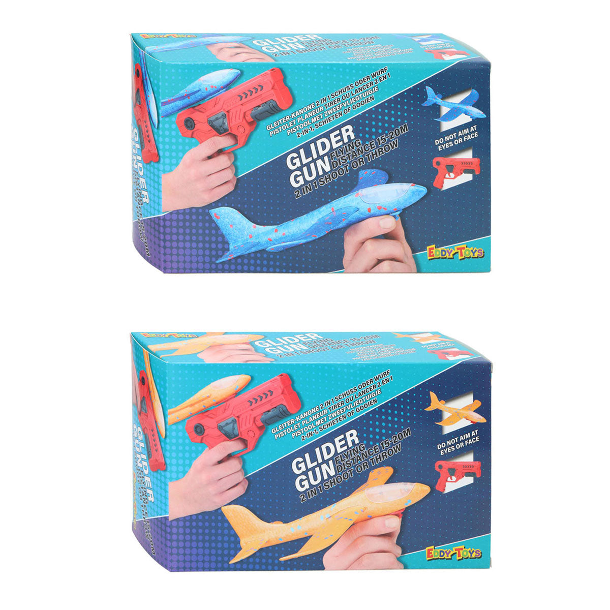Eddy toys glider gun 2-in-1 - pistool met zweefvliegtuig - launcher speelgoed met glider vliegtuig - speelgoed vliegtuig met lanceerpistool - 1 willekeurige kleur