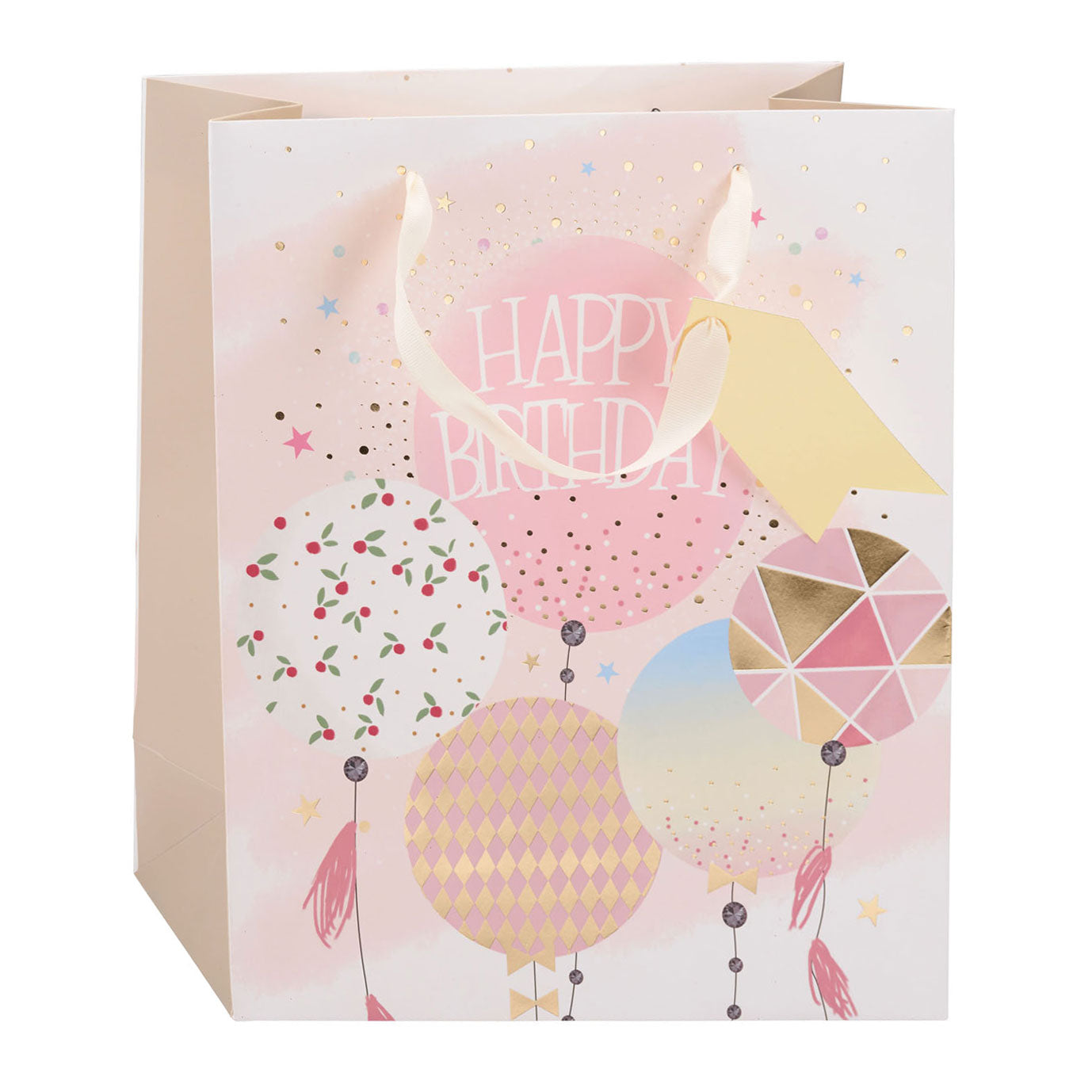 Edco verjaardag cadeautas - ca. 32x26x12 cm - cadeautas happy birthday - geschenk tas verjaardag met handvatten - cadeauverpakking voor verjaardag cadeaus - assorti design - 1 willekeurige tas