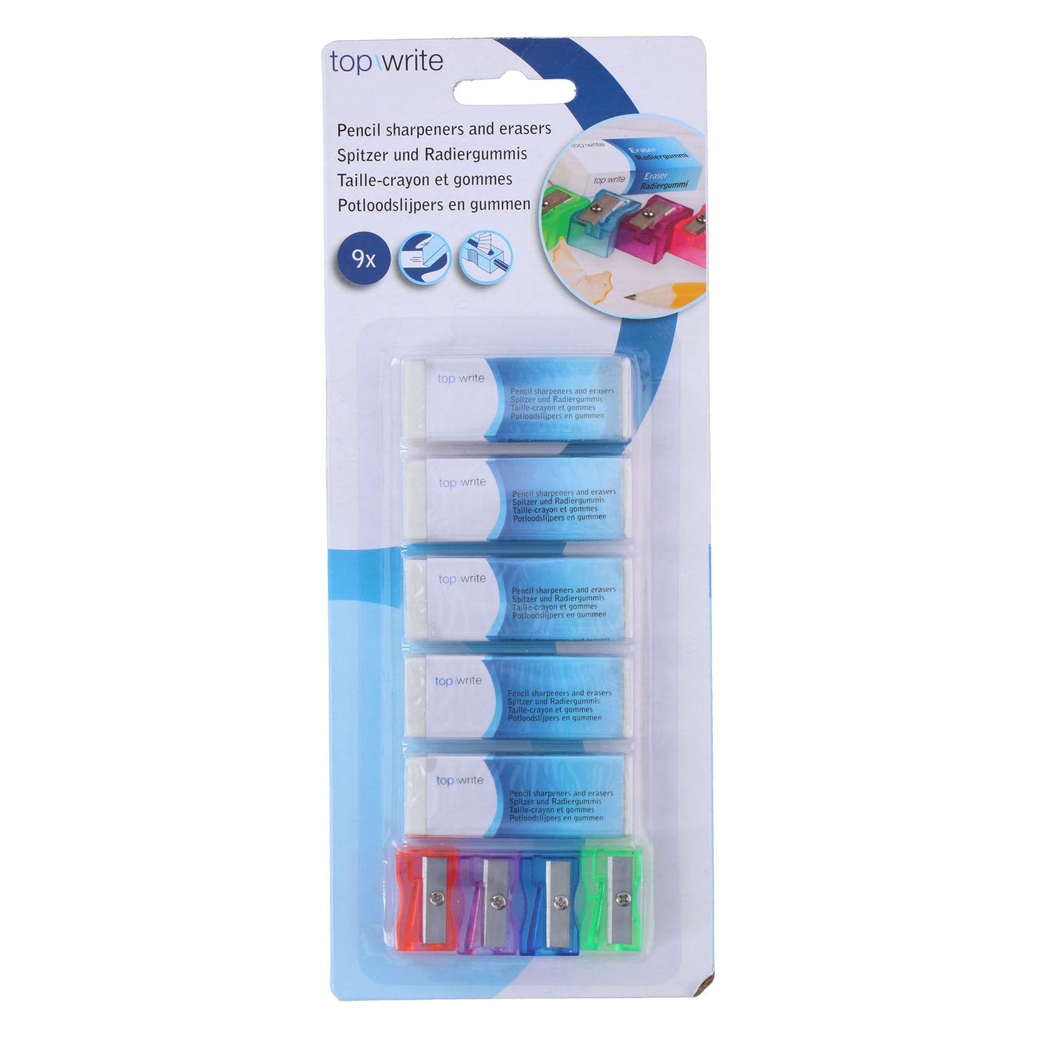 Top Write Bleistiftspitzer-Radiergummi-Set
