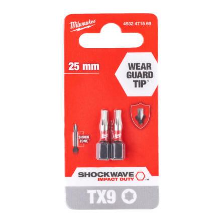 Milwaukee tip tx 9 x25mm 2szt. shw beroerte