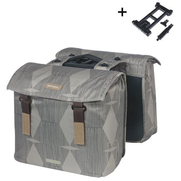 Basil Elegance MIK Doppel-Pannier 40-49 Liter - Chateau Taupe
