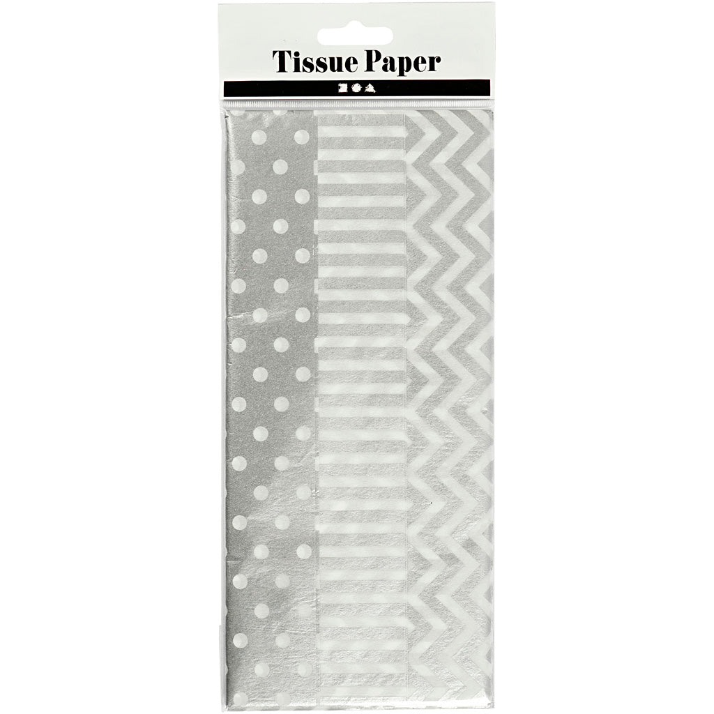 Creativ company creotime tissuepapier met print 50 x 70 cm zilver 6 stuks