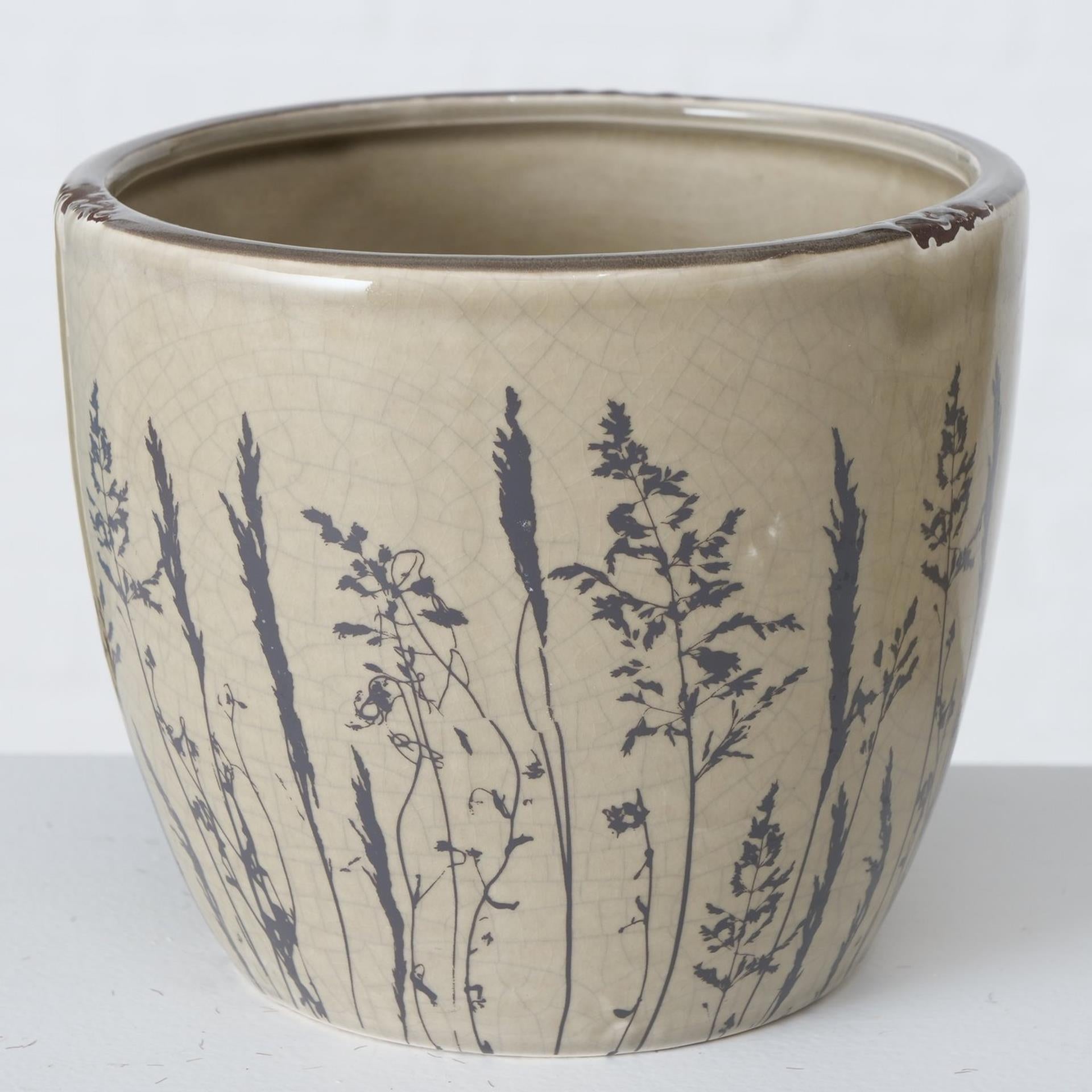 Boltze home bloempot set a 2 gräser h11 en14cm stoneware