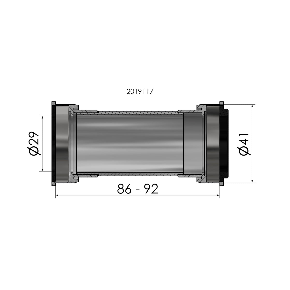 Sram DUB PF Tretlager Press Fit BB86 92 41mm