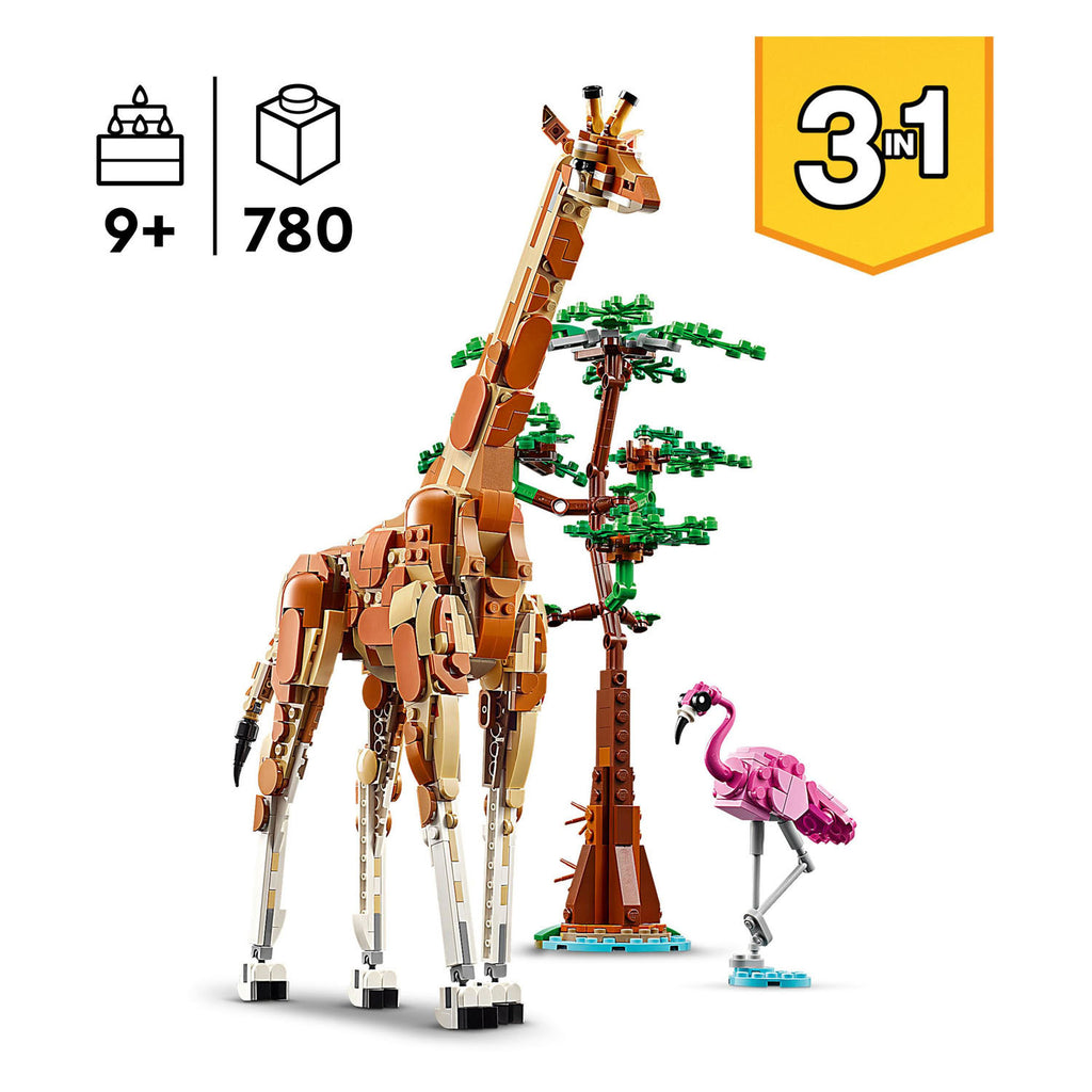 Lego creator 3in1 safaridieren speelgoed set met giraffe, gazelles en leeuw 31150