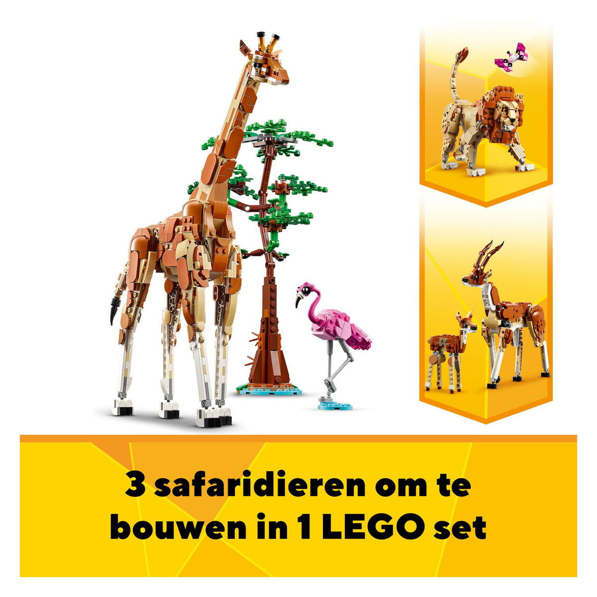 Lego creator 3in1 safaridieren speelgoed set met giraffe, gazelles en leeuw 31150