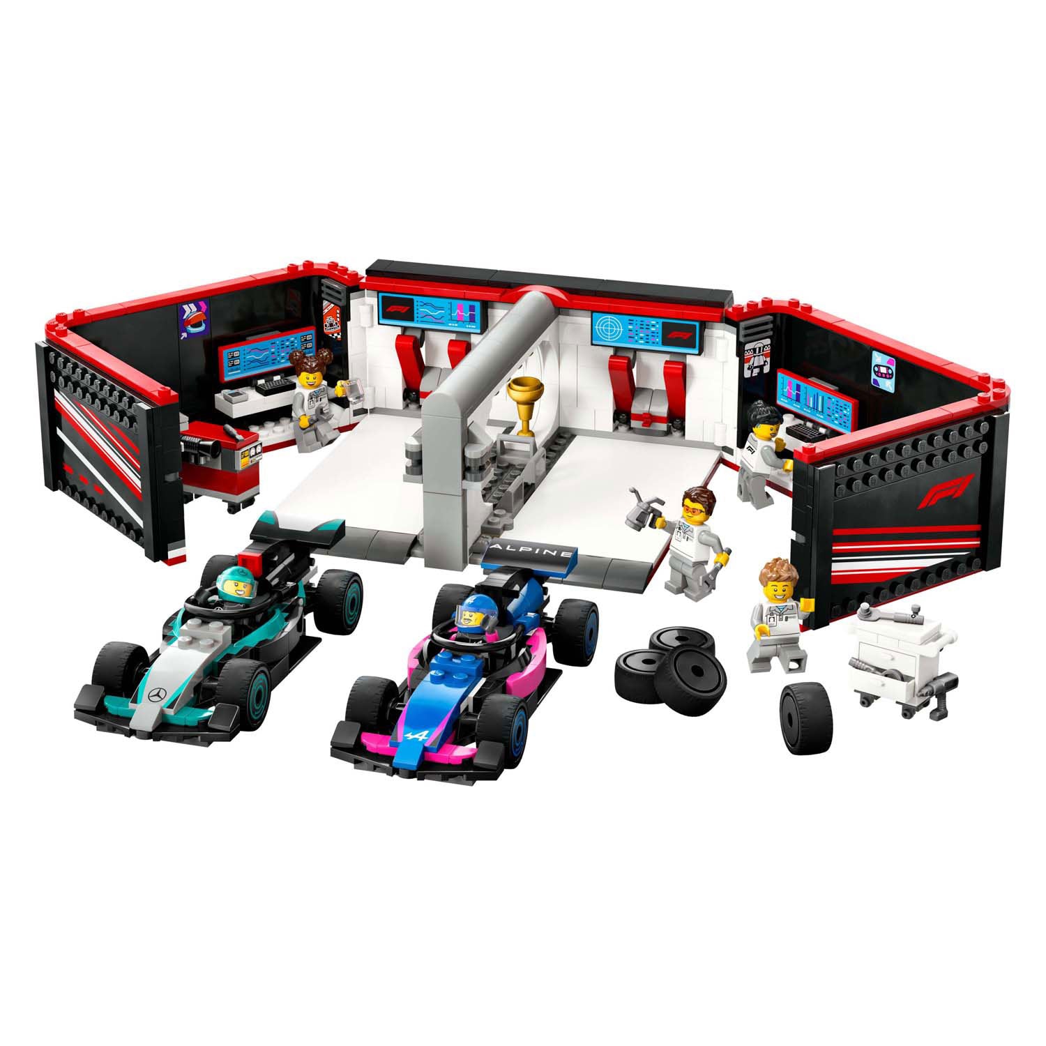Lego 60444 city f1® garage met mercedes-amg en alpine auto's