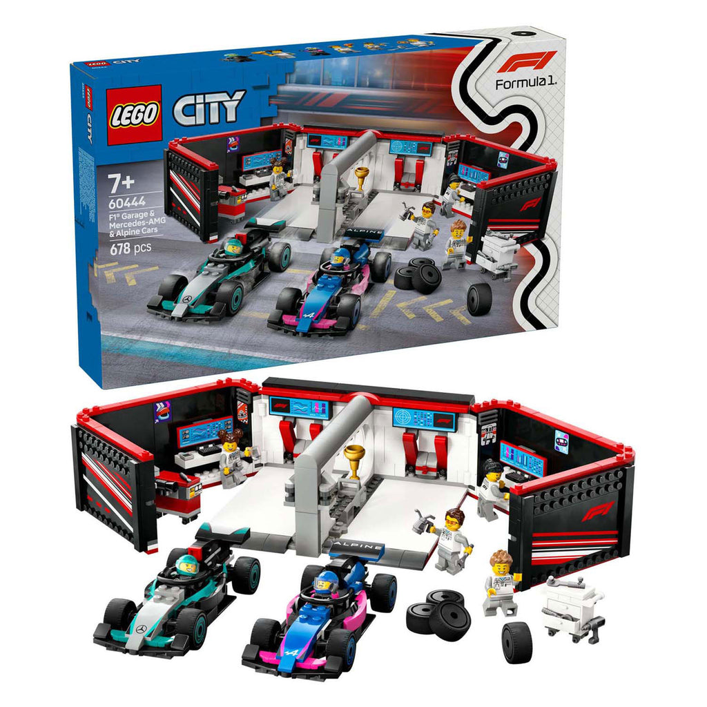 Lego 60444 city f1® garage met mercedes-amg en alpine auto's