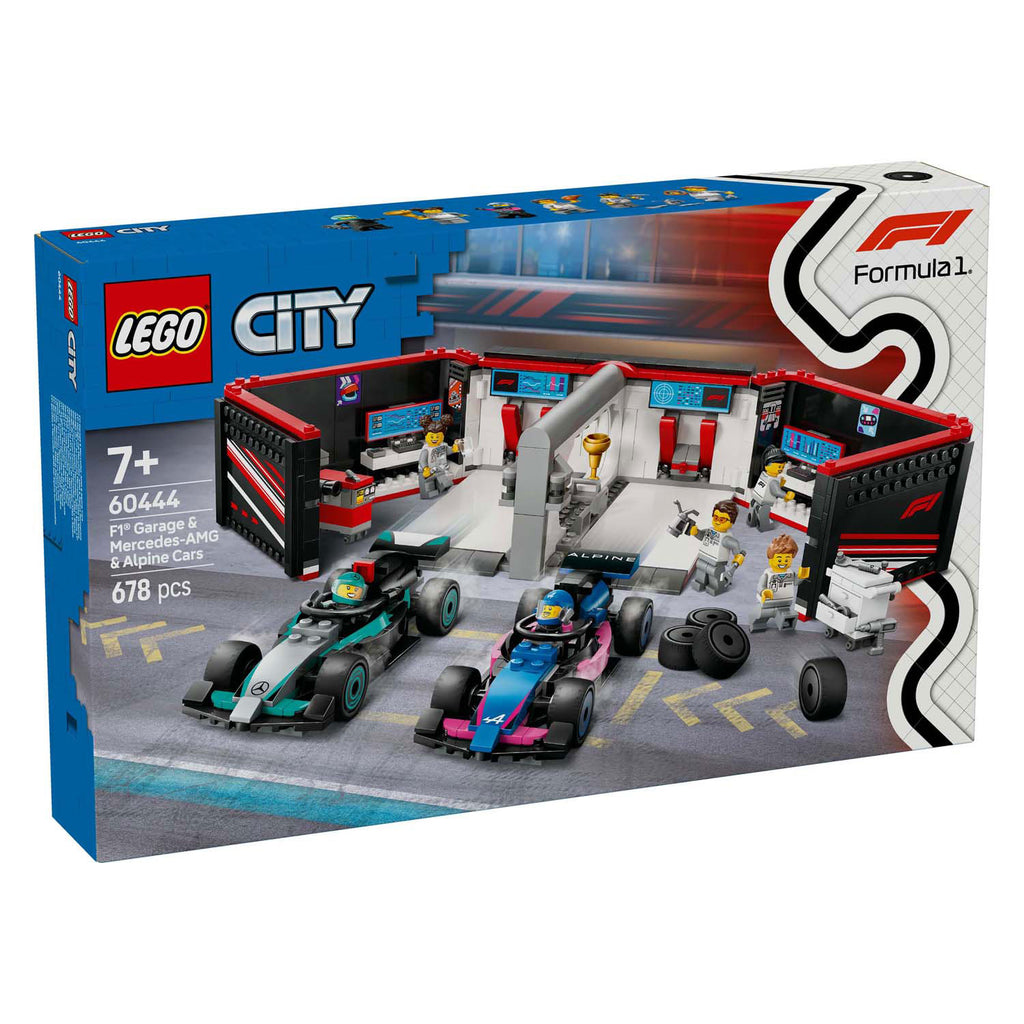 Lego 60444 city f1® garage met mercedes-amg en alpine auto's